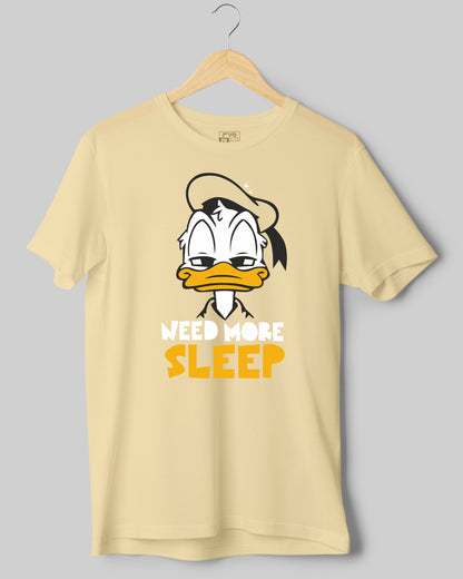 FVO Printed half sleeve round neck cotton need more sleep Cream t-shirt.