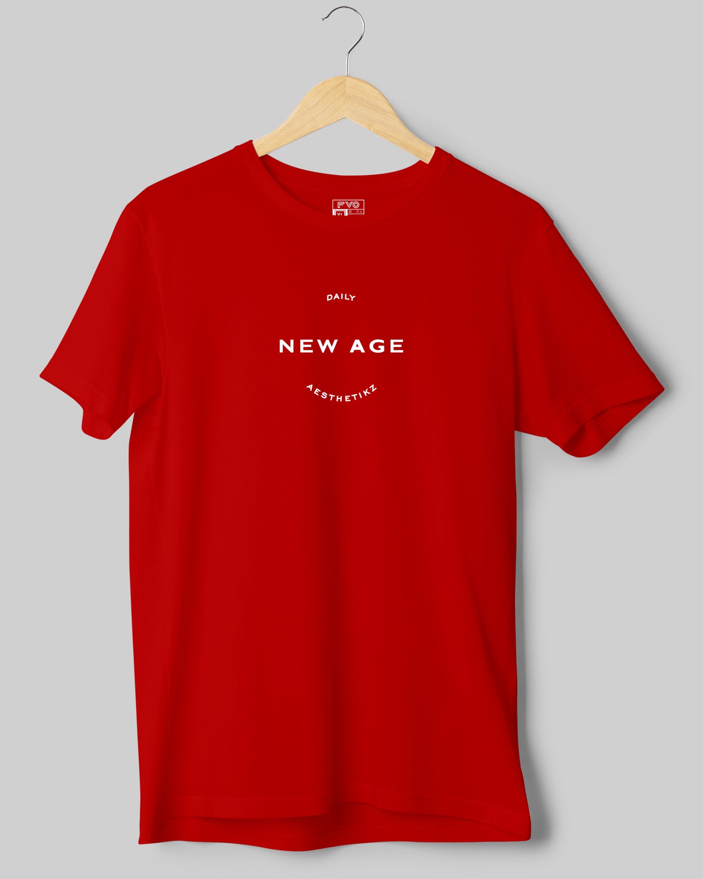 FVO Printed half sleeve round neck cotton New Age Red t-shirt.