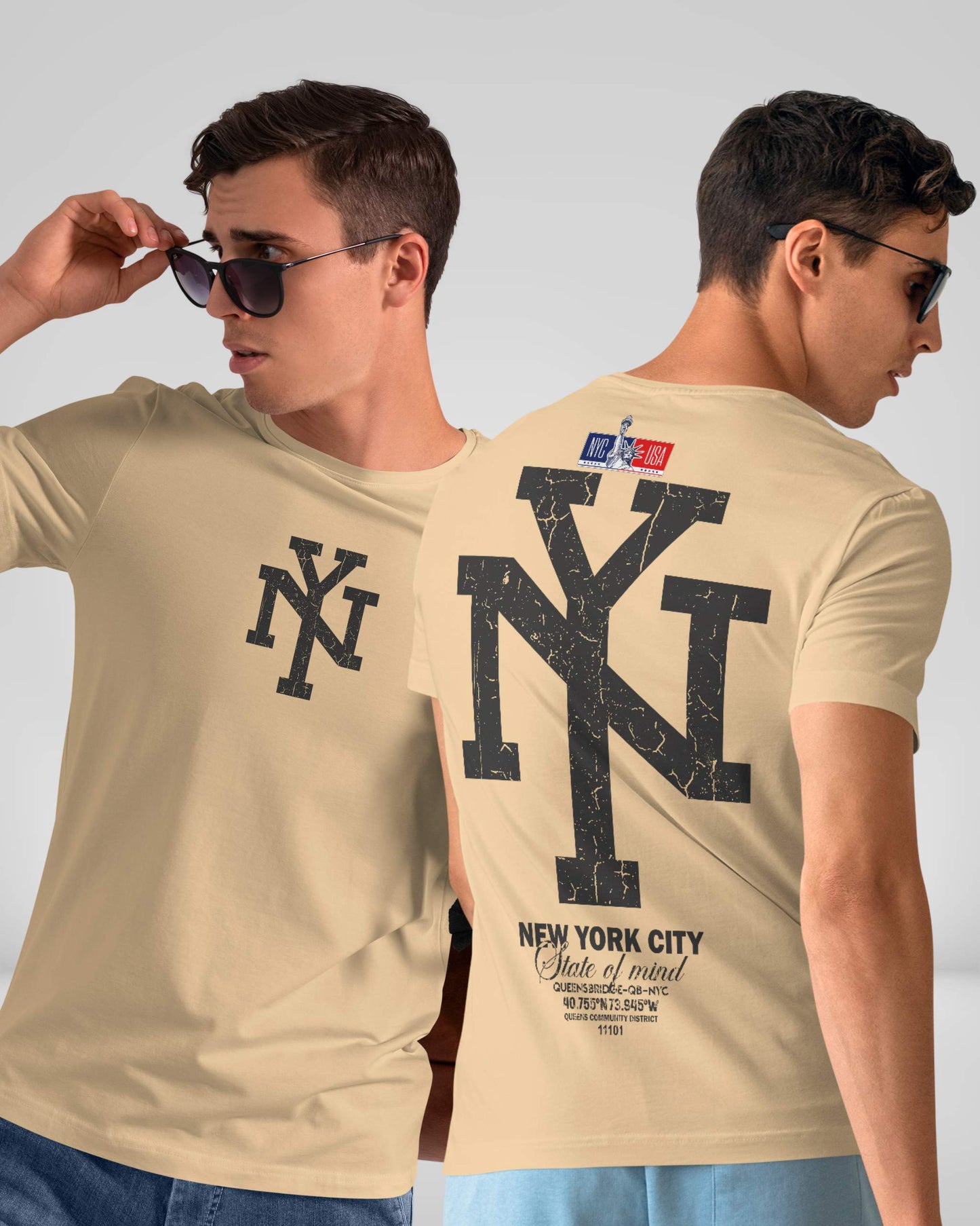 FVO Printed half sleeve round neck cotton NEW YORK CITY tshirt.